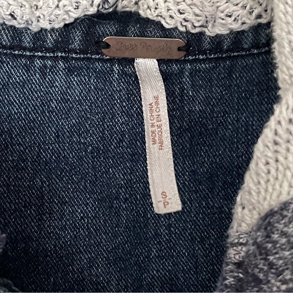 Free People Mixed Media Denim Jacket-navy - Picture 12 of 12